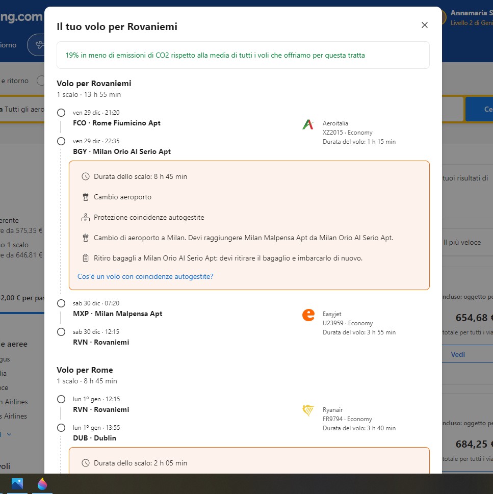Risultato di Booking Voli nel dettaglio Risultato di Booking Voli