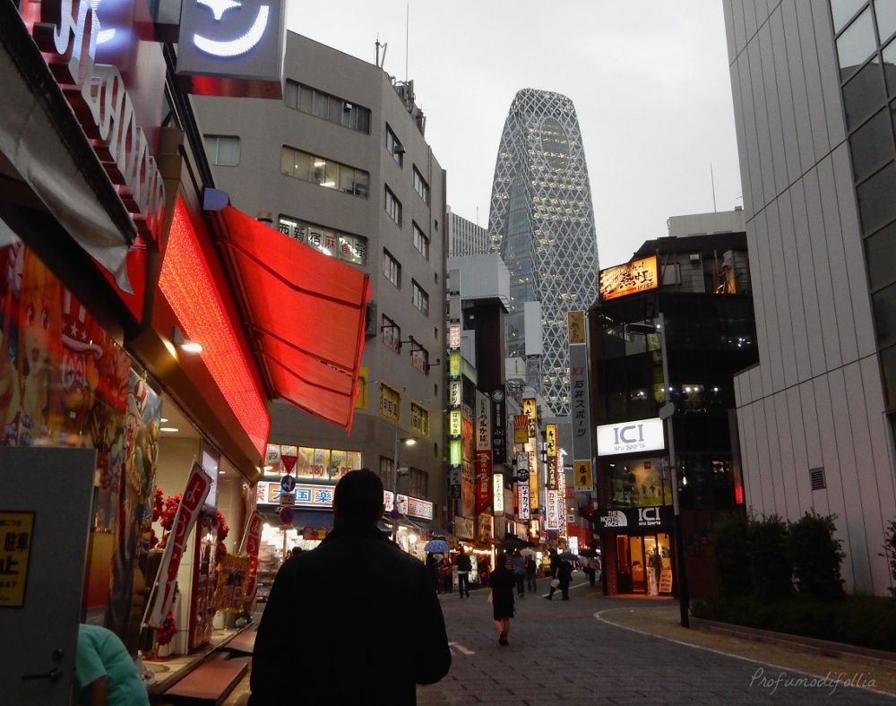 Scorcio su Shinjuku Stradina di Shinjuku a Tokyo, Giappone