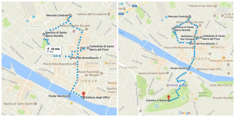 Visitare Firenze in un giorno: itinerari creati con Google Maps